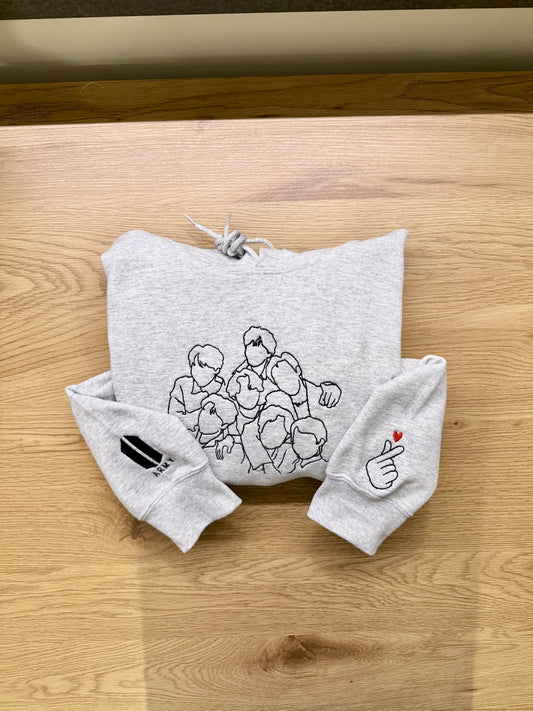 Embroidered BTS Sweatshirt (with back design)