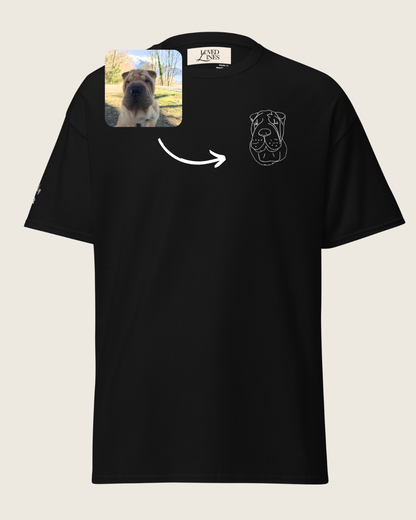 Custom Embroidered Black t-shirt with a dog picture